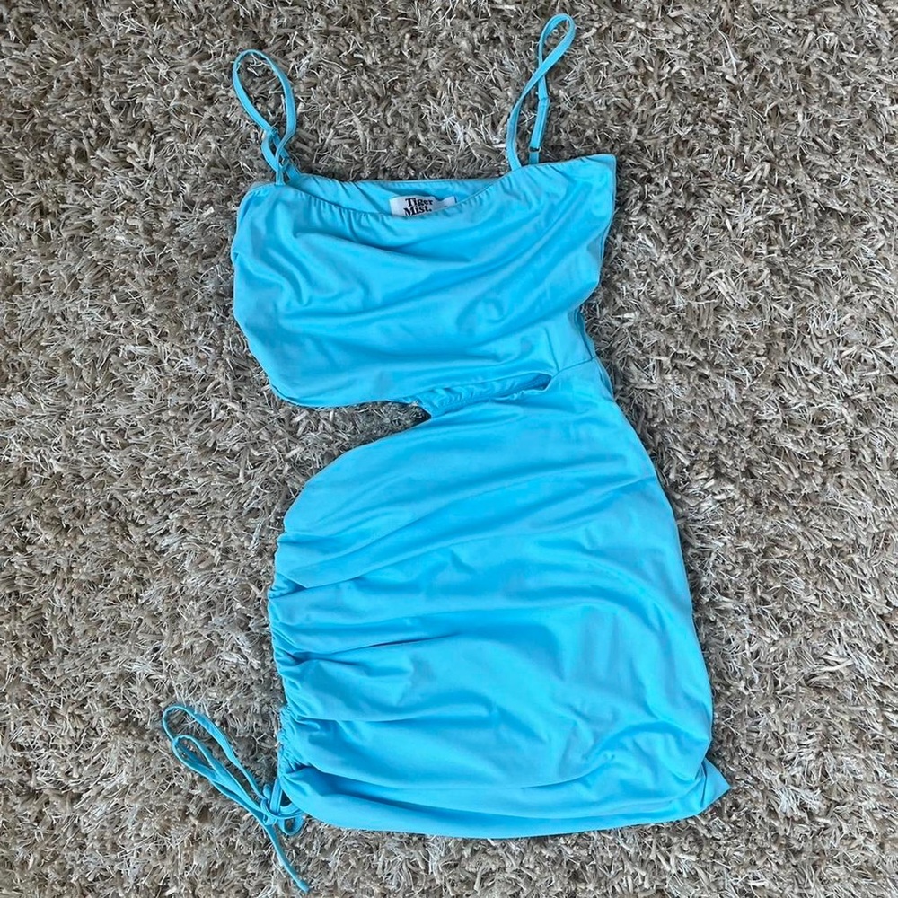 tiger mist blue mini dress